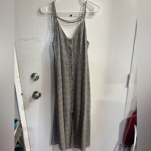 Black and White Button-Down Maxi Dress with tie belt